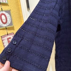 Navy Talbots Blouse with cotton lace design, 1X